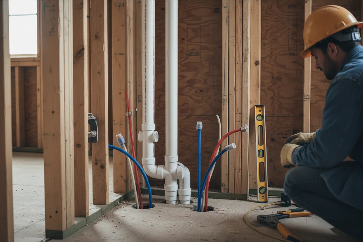 Drain and supply rough-in during Sump Pump Repair in Dupo