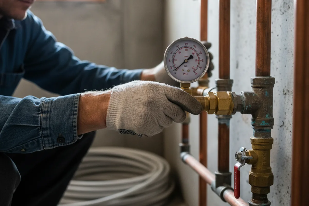 Pressure testing a repaired line during Water Line Repair in Dupo